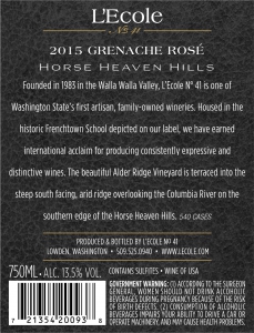 2015 Grenache Rosé Back label